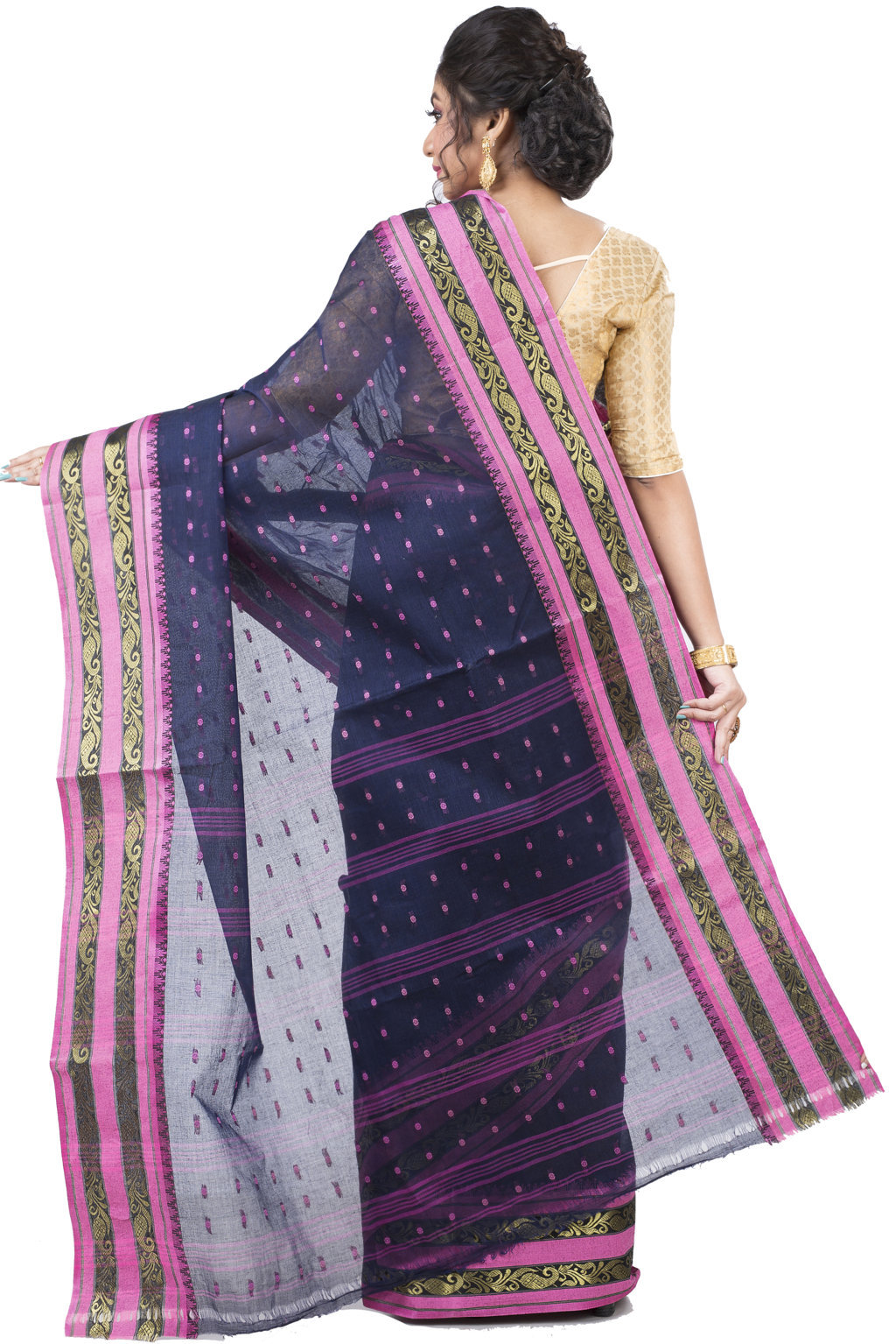 Beige Pure Cotton Alpona Tant Saree (191)